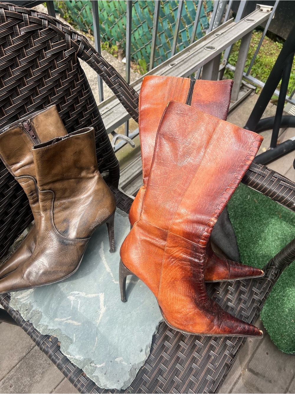 2 pair ladies Italian designer size 11 Leather Mid-Calf Boots
